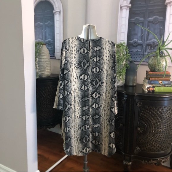 Top shop snake dress 3 quarter sleeves size 12 grey and light grey - Picture 5 of 6
